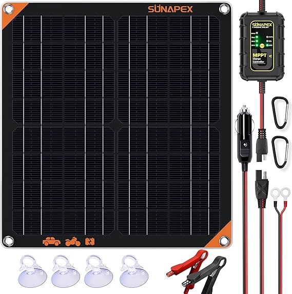 SUNAPEX 20W Flexible Solar Panel with MPPT Charge Controller